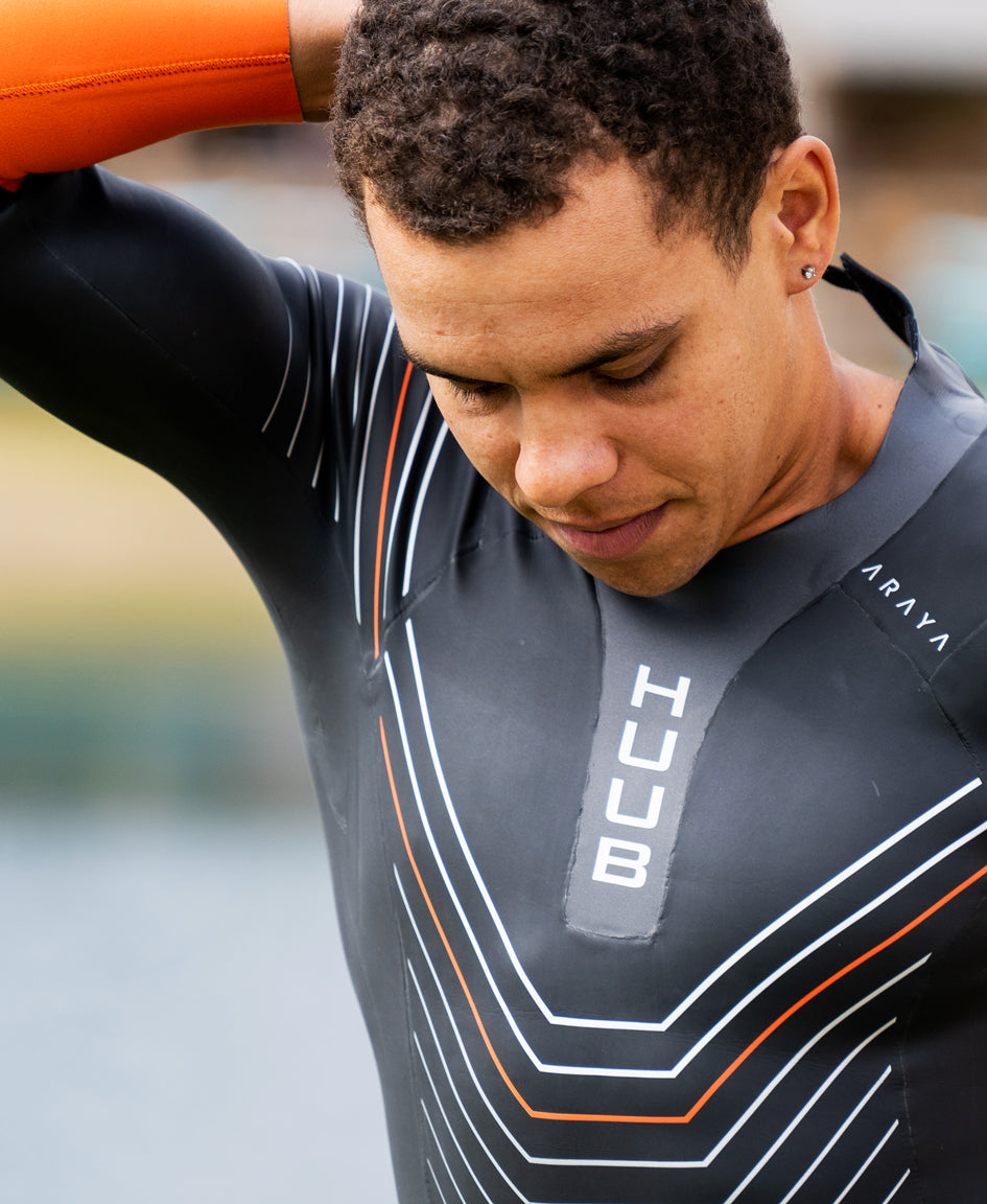 HUUB Araya Wetsuit – Men’s triathlon suit with flexible neoprene and Arms Neutral™ technology
