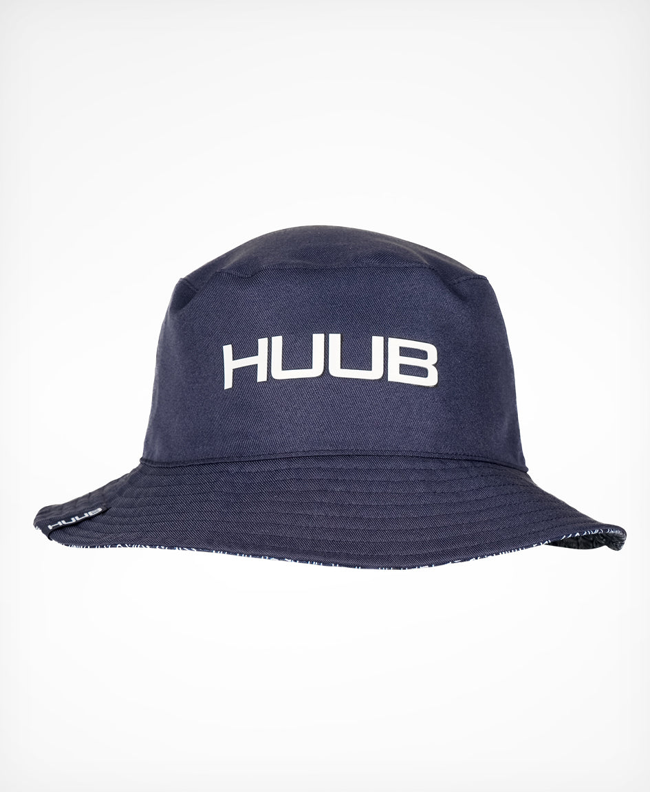 HUUB Bucket Hat Navy – unisex sun protection summer hat, 4 eyelets, classic seams.