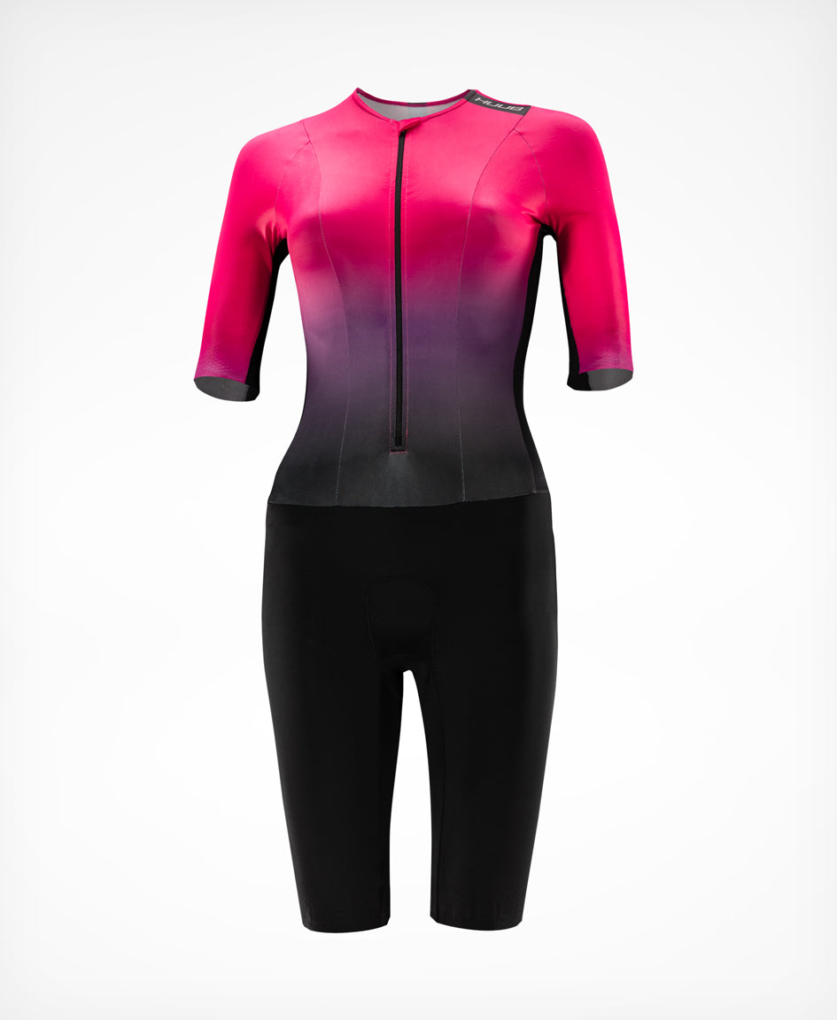 HUUB TC Performance Tri Suit Black Rose Women’s – long sleeve, quick dry, mesh, aero rear pockets, 3D pad