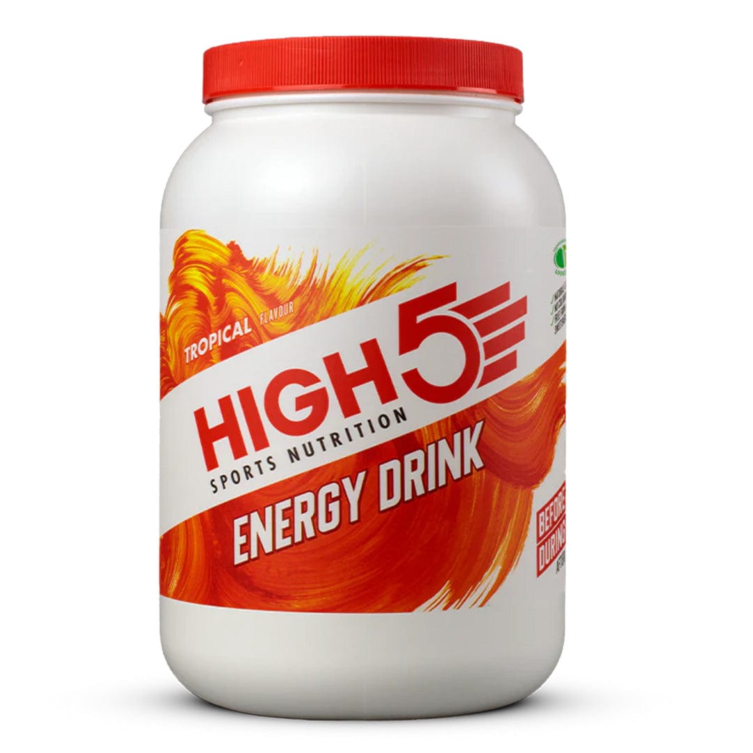 High5 energy drink can with vibrant blue and green design, featuring the brand logo and refreshing beverage inside.