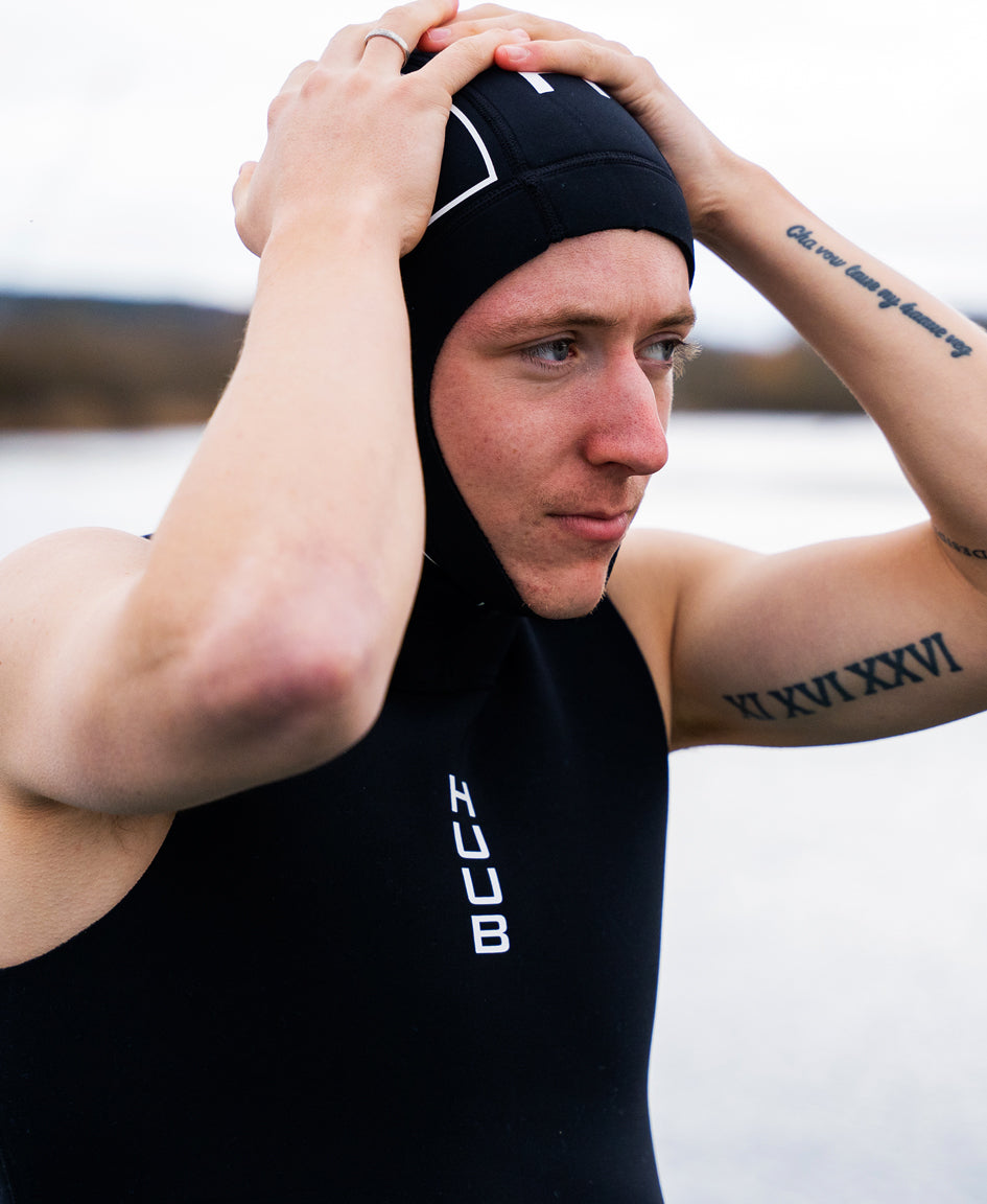 HUUB Hooded Neoprene Vest Unisex – full head and torso swim warmth, open water thermal
