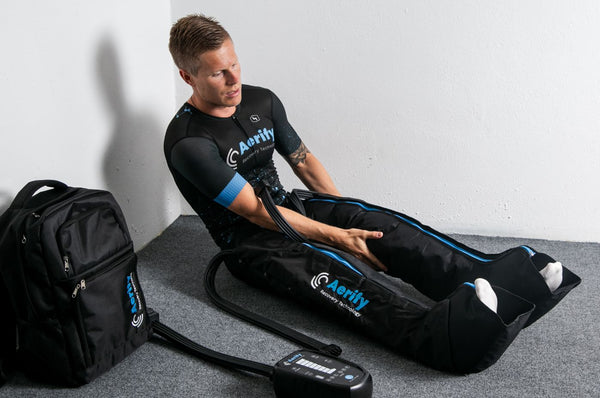 Aerify Charge Compression Boots wireless portable recovery with 8 chambers and 240mmHg max pressure