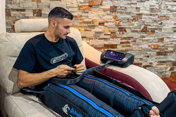 Aerify Lite Compression Boots with plug-in recovery, remote, and multiple mode control