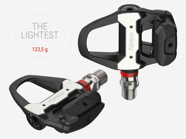 Favero Assioma Pro RS Shimano-compatible power meter pedals, dual or single-sided, lightweight carbon cycle accessory with advanced metrics.