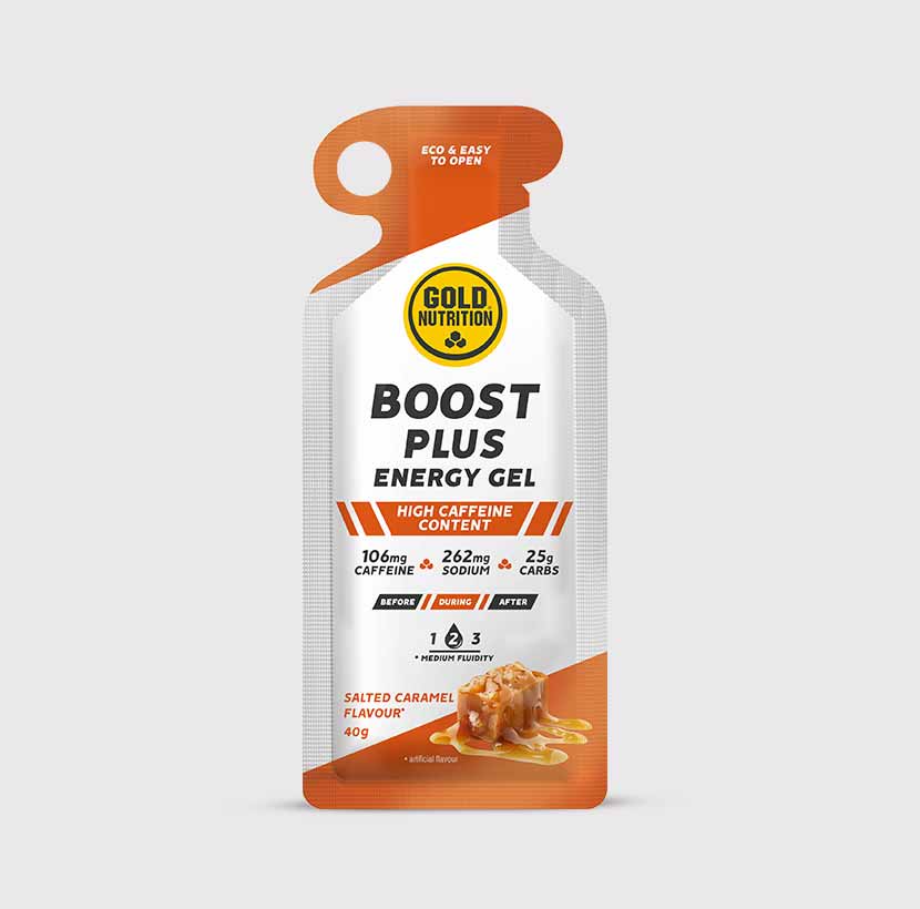GoldNutrition BOOST PLUS energy gel packet, a vitamins and supplements product designed for quick energy support.