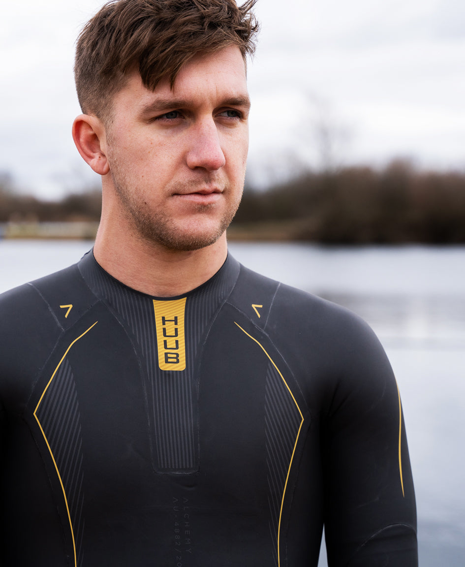 HUUB Alchemy 3:5 Wetsuit – Men’s triathlon suit with +43 Foam and X-O Skeleton, premium buoyancy and fit