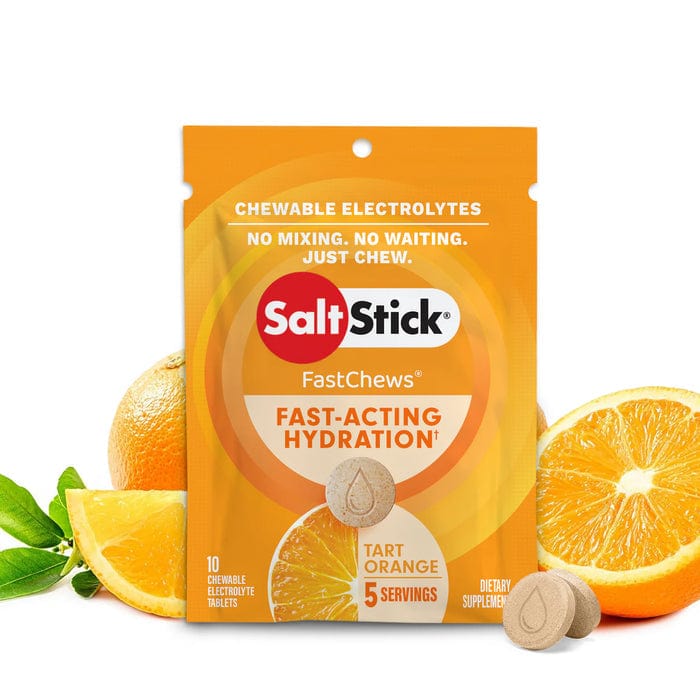 SaltStick Fastchews electrolyte supplements in colorful chewable tablets designed for hydration and muscle support.