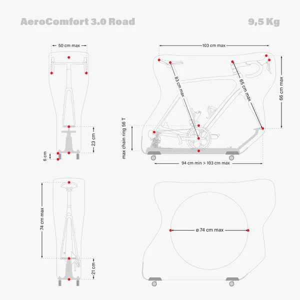Scicon Aerocomfort 3.0 road bicycle travel bag with padded protection and durable wheels for safe bike transport.