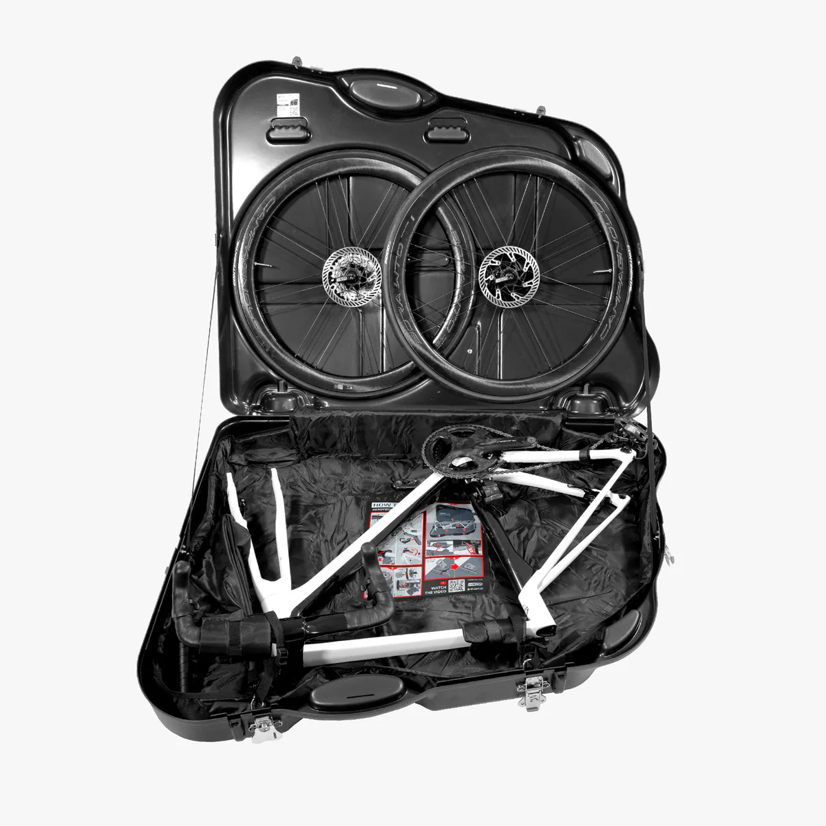 Scicon Aerotech Evolution X TSA hard bike travel case with padded interior and secure locking system for easy bike transport.