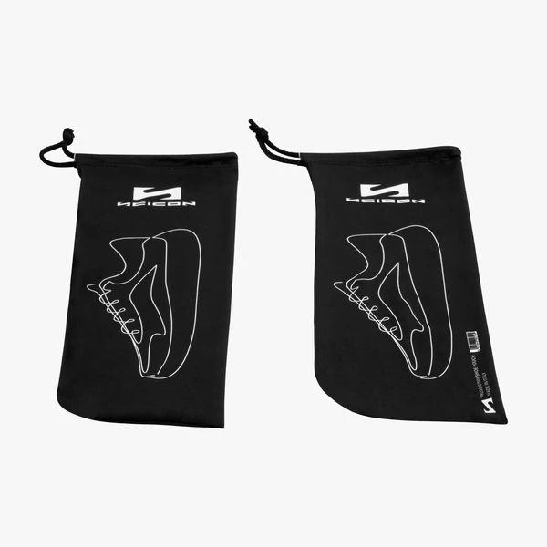 Scicon dual shoe pouch set with two compact, black shoe bags designed for travel and storage.
