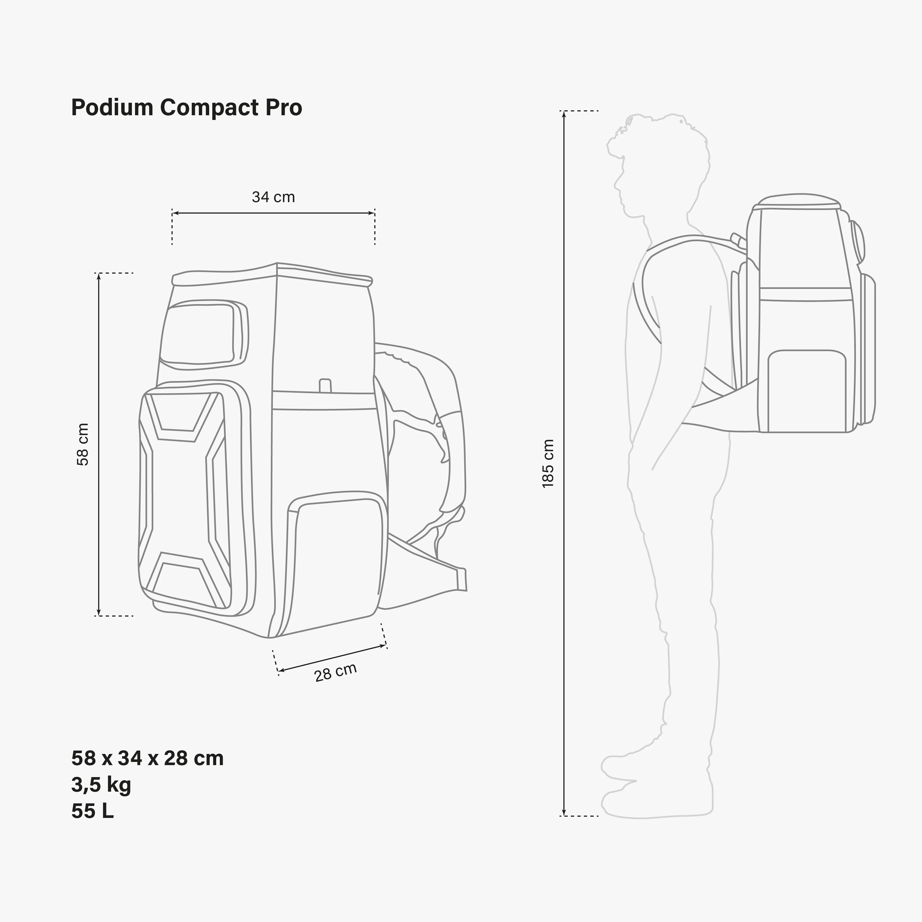 Podium Kompakter Sportrucksack - 55L